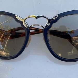 Stylish Blue and Gold Prada Sunglasses